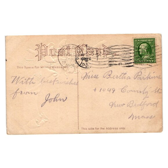 Vintage Easter Postcard With Rabbits Cross 1909 Posted One Cent Religion Antique - Picture 2 of 2